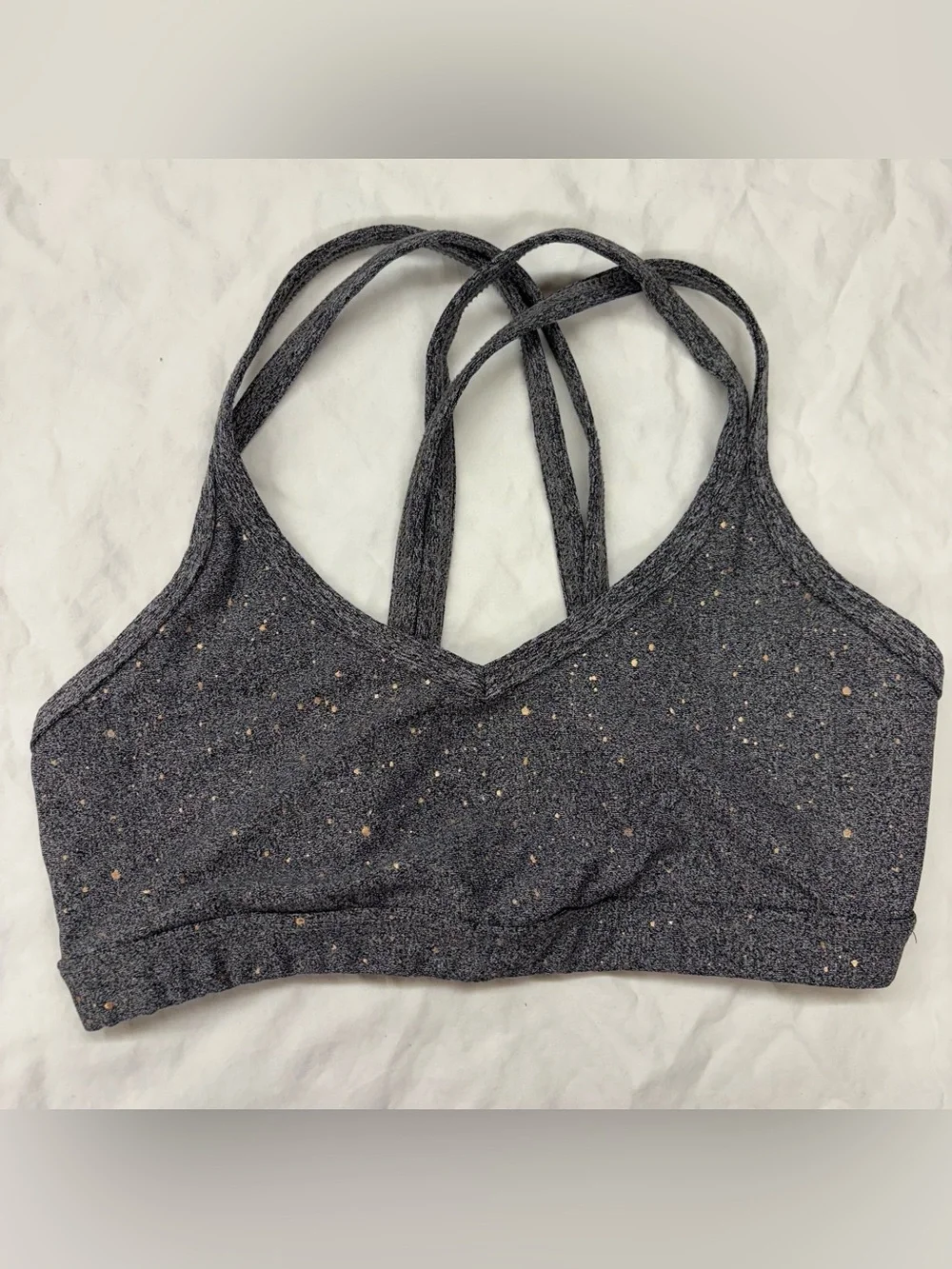 Beyond Yoga‎ Double Back Alloy speckled sports bra gray rose gold Size XS